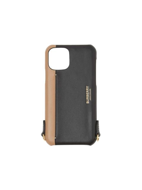 Burberry Leather iPhone 11 Pro Phone Case with Strap Black Tan