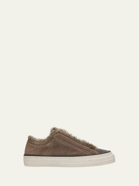 Monili Detail Shearling-Lined Slip-On Sneakers