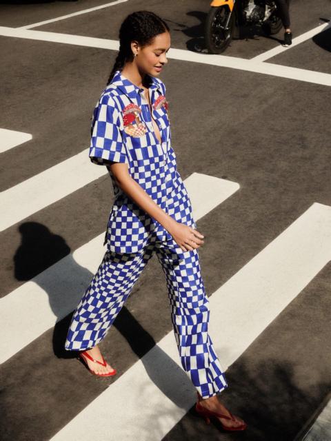 Blue Dream Checkered Lenzing Ecovero Euroflax Pants