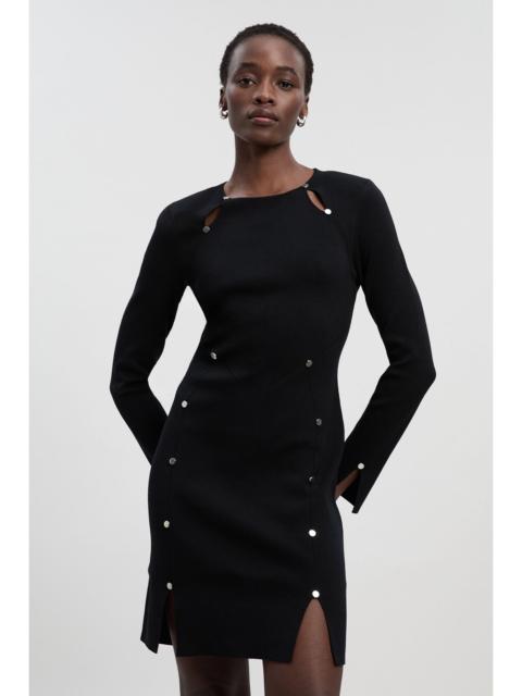 Viscose Blend Stud Keyhole Detail Knit Mini Dress