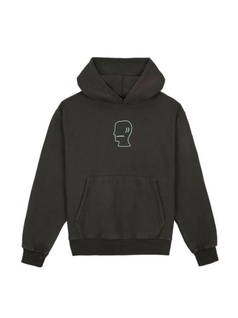 3D Embroidered Logohead Garment Dyed Hoodie - Brown
