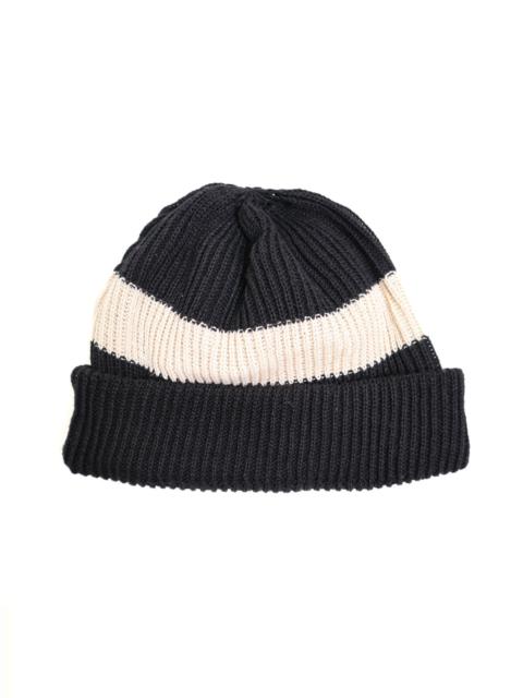 R5164 Cotton Flax Stripe Knitted Hat - Black