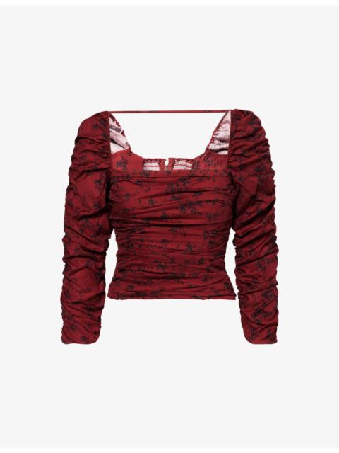 Joi Gathered Stretch-Cotton Top