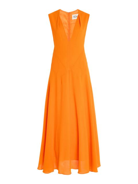 Ambre Wool Crepe Maxi Dress orange