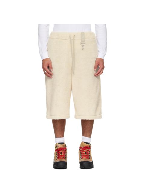 Beige Sherpa Fleece Wide Leg Shorts