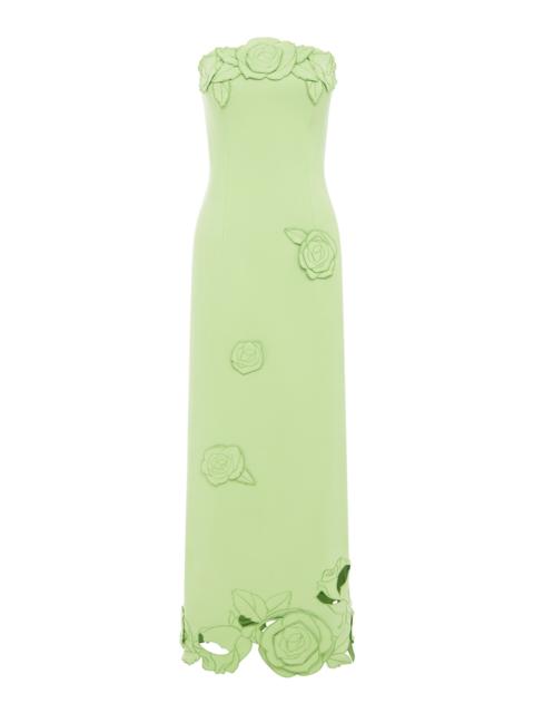 Rayna Floral-Appliquéd Crepe Maxi Dress green