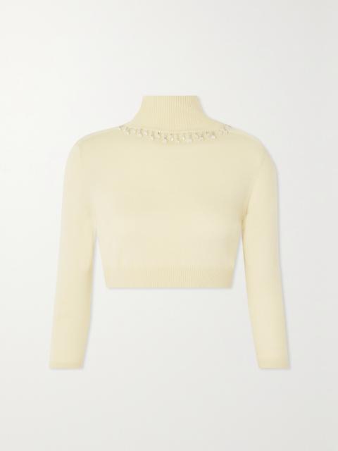+ Net Sustain Matchmaker Cropped Crystal-embellished Merino Wool Turtleneck Sweater
