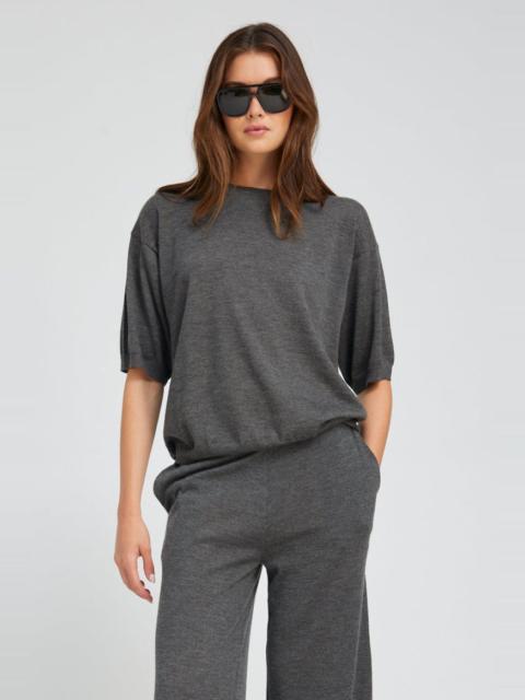 CHARCOAL CASHMERE BOXY TEE