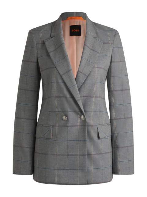 DOUBLE-BREASTED JACKET IN CHECKED STRETCH FABRIC