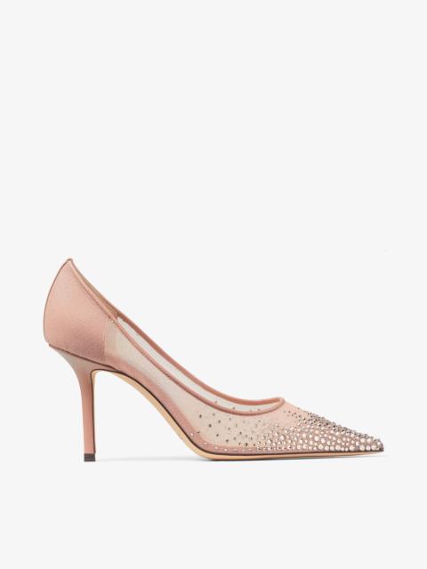 Love 85
Ballet Pink Mesh Pointed-Toe Pumps with Dégradé Crystals
