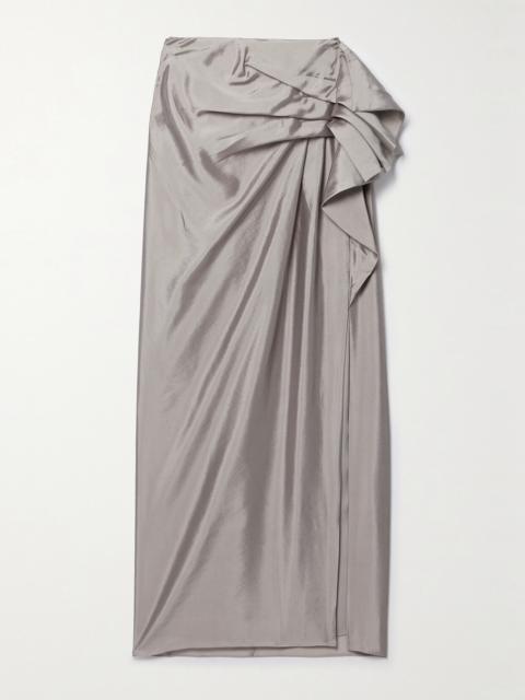 Immersion Draped Silk-blend Maxi Skirt