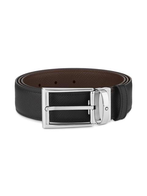 Black/brown 35 mm reversible leather belt