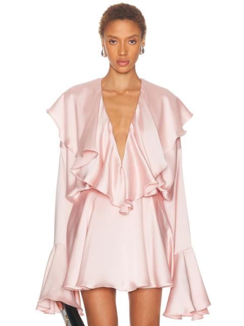 Long Sleeve Deep V Ruffle Bodysuit