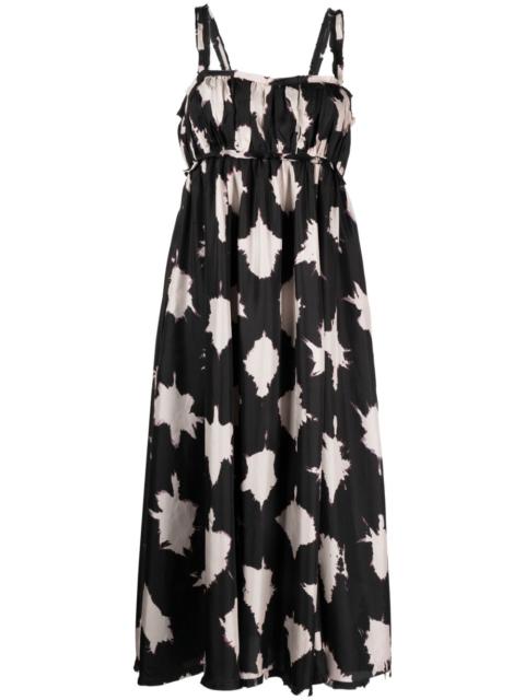 abstract-print silk midi dress