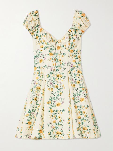 Mati Chinesis Floral-print Pleated Cotton Mini Dress