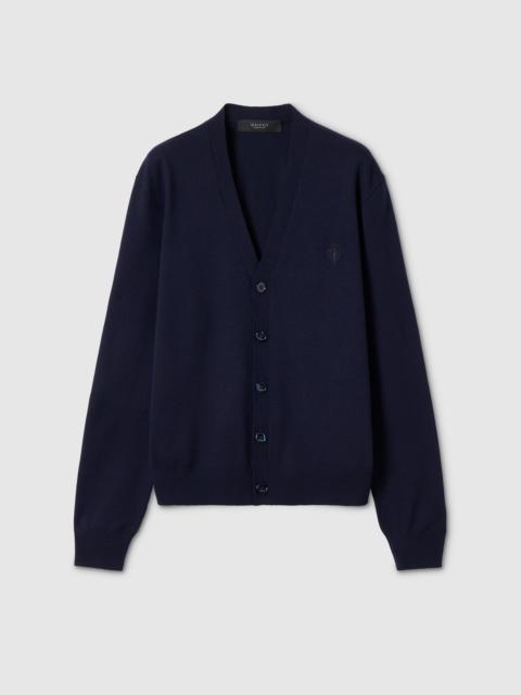 Knit wool cardigan with embroidery