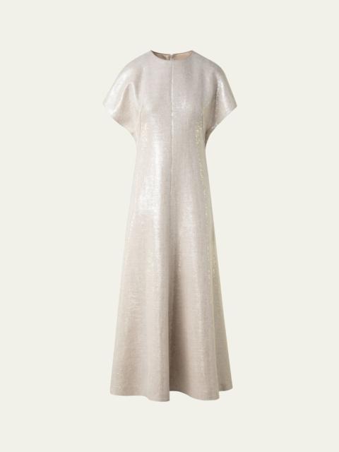 Sequined Viscose-Linen A-Line Midi Dress