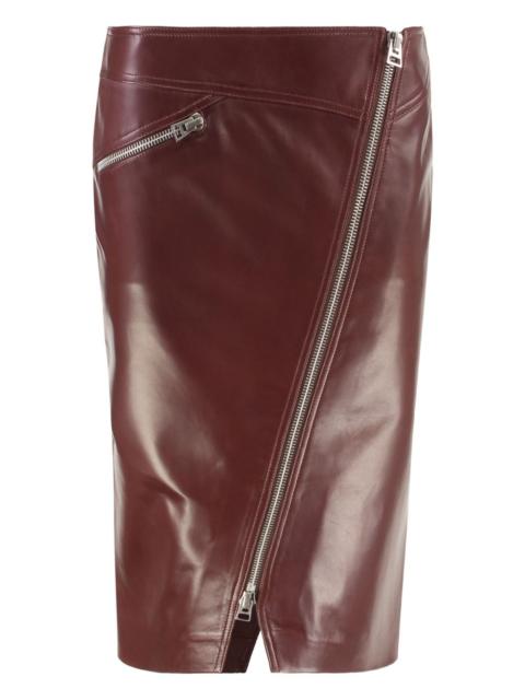 zip-pocket leather skirt