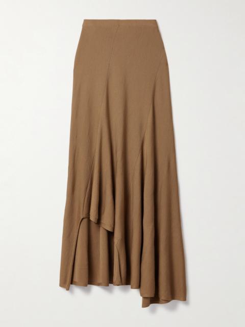 Asymmetric Wool-blend Midi Skirt