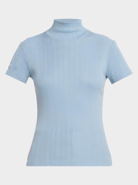 Ribbed Mock-Neck Top
