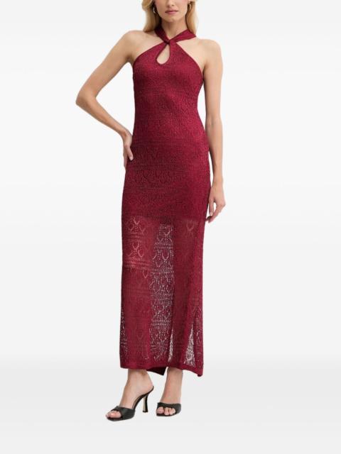 halterneck knitted maxi dress