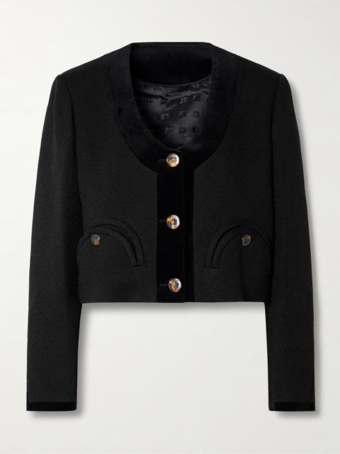 Spiti Cropped Cotton Velvet-trimmed Woven Jacket