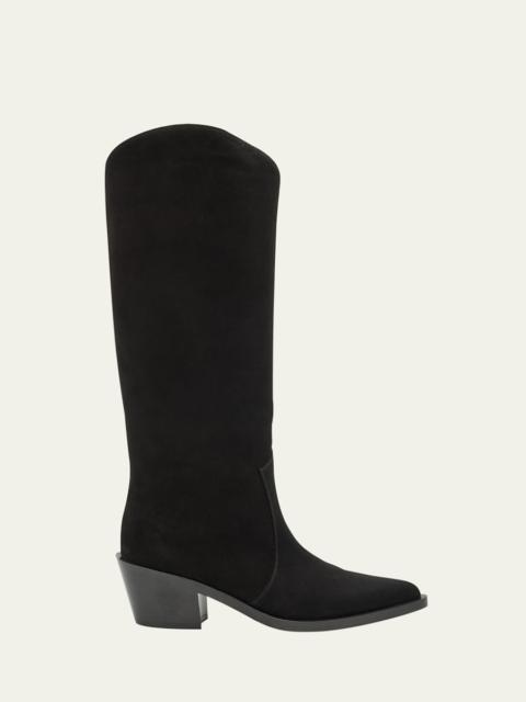 Suede Tall Western Boots