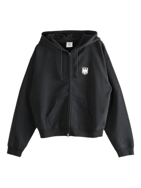 logo-embroidered zip-fastening hoodie