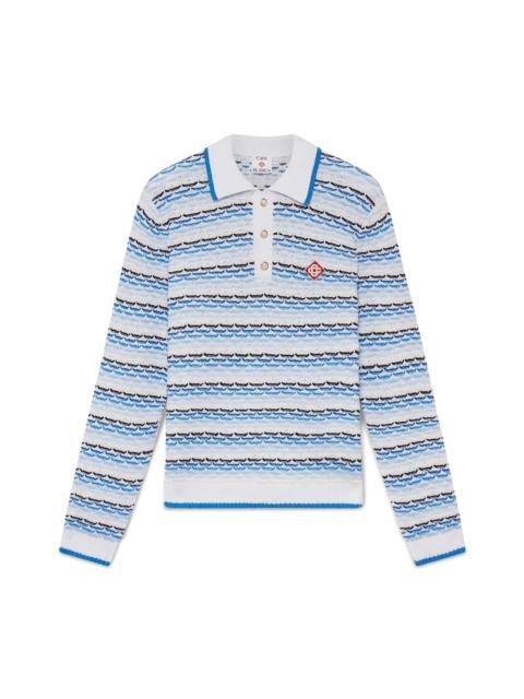 Tuck Stitch Long Sleeve Polo Shirt