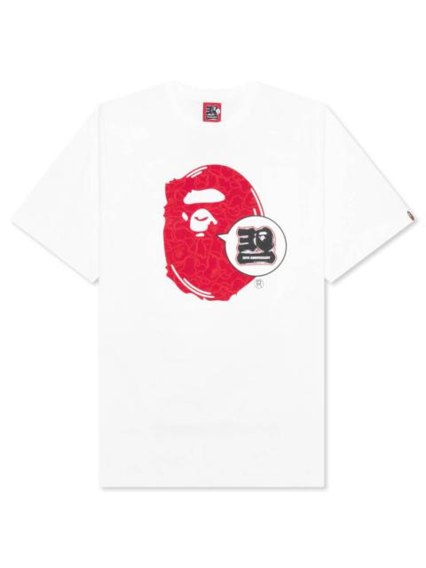 BAPE 30TH ANNIVERSARY APE HEAD TEE - WHITE/RED