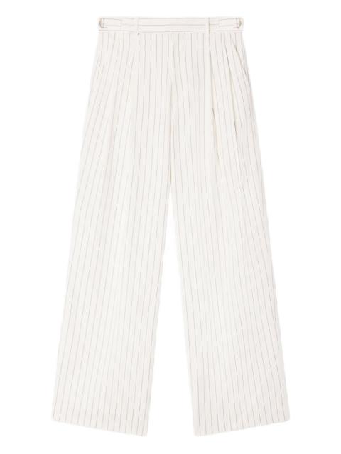 belted striped wide-leg trousers