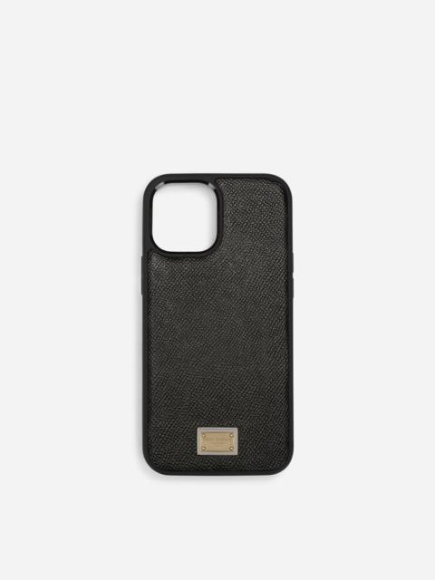 Dauphine calfskin iPhone 12 Pro cover with plate