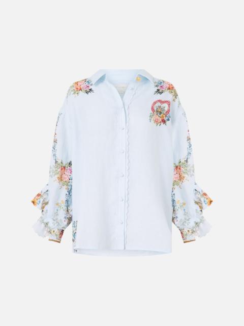 BUTTON SHIRT WITH FRILL DETAIL