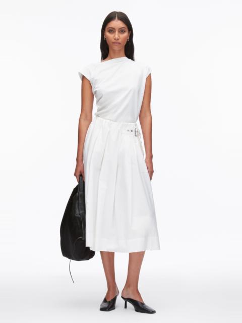 Belted Gathered Midi Skirt