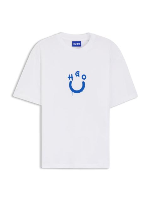 COTTON-JERSEY T-SHIRT WITH HAPPY HUGO LOGO