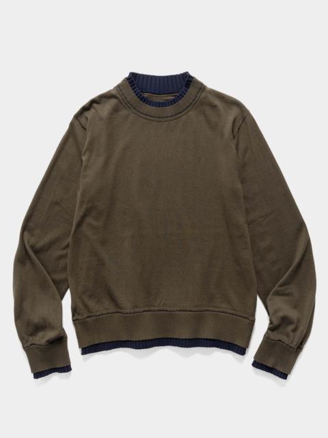 Cotton Cashmere Knit Pullover Khaki x Navy