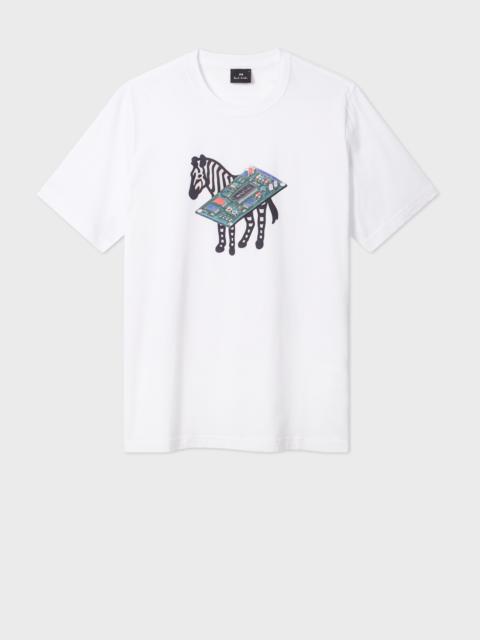 White Circuit Print 'Zebra' T-Shirt