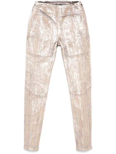 cracked-effect trousers