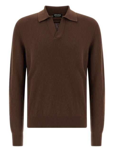 Oasi jacquard V-neck polo shirt