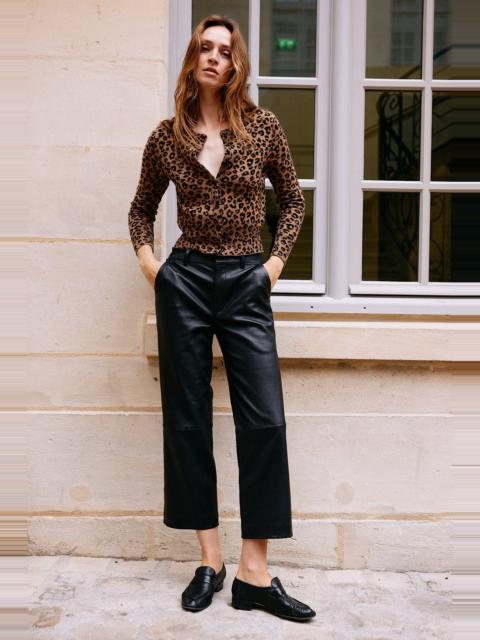 BLACK LEATHER CROPPED TROUSERS