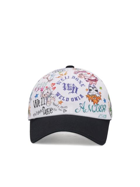 doodle-print baseball cap