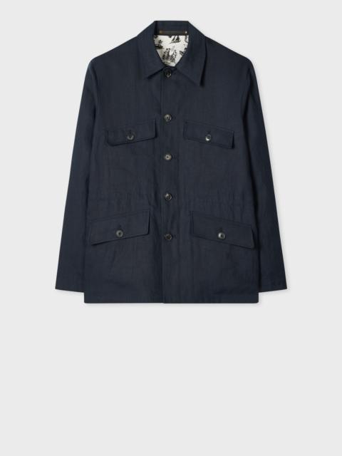 Navy Linen Field Jacket