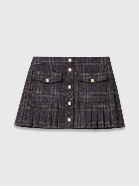Short pleated checked skirt