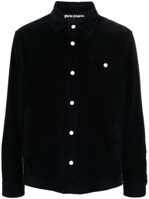 crochet-stripe corduroy shirt jacket