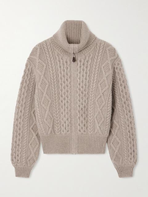 Eyre Cable-knit Cashmere Turtleneck Cardigan