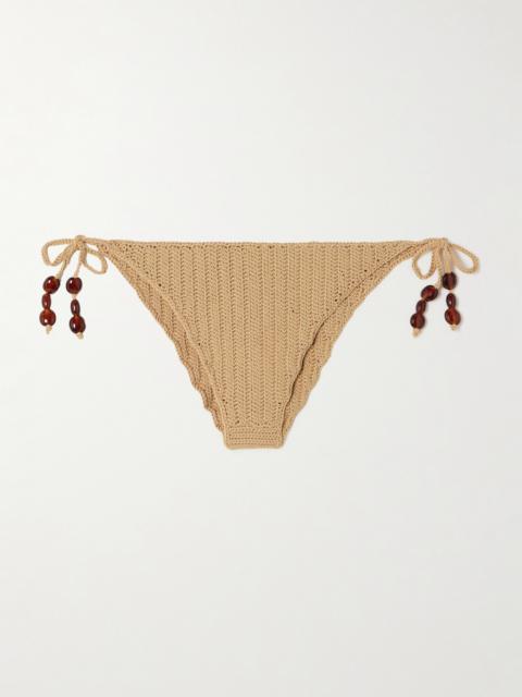 Bead-embellished Crocheted Bikini Briefs