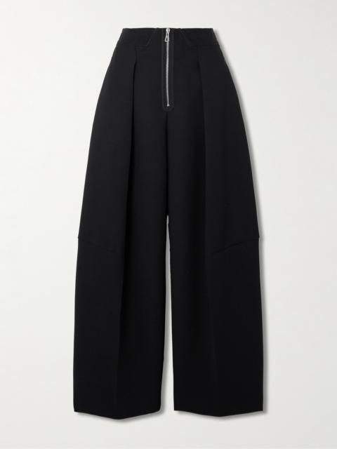 Grosgrain-trimmed Pleated Crepe Pants