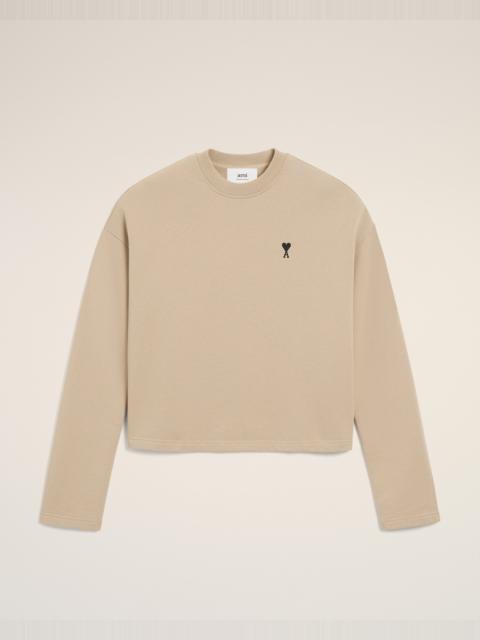 BEIGE COTTON CONTRASTED AMI DE COEUR SWEATSHIRT