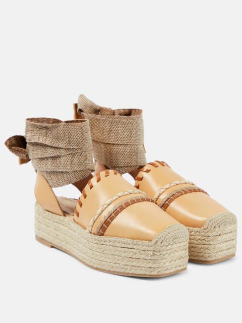 Leather platform espadrilles