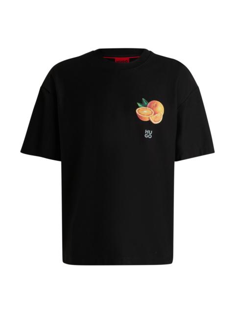 COTTON-JERSEY T-SHIRT WITH ORANGE PRINTS